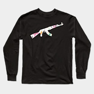 Hawaiian Gun Lover Firearm Tropical Beach Lover Aloha Riffle Long Sleeve T-Shirt